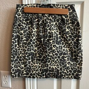Denim Leopard Mini Skirt